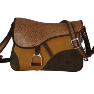 Besace artisanale en cuir en forme de selle de cheval made in France