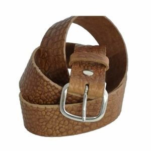 Ceinture en cuir marron effet croco made in France