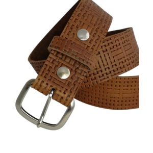 ceinture en cuir marron tressage et boucle interchangeable