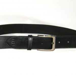 Ceinture en cuir noir 4 cm de largeur pour homme artisanale made in France