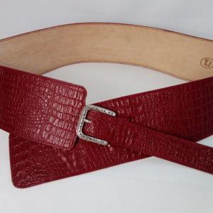 Ceinture large en cuir rouge made in France