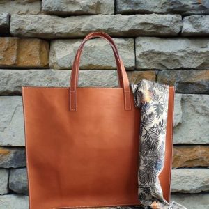 Sac cabas en cuir fauve sur mesure made in France