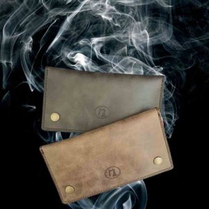 Blague à tabac en cuir vintage fabrication française artisanale