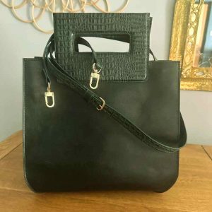 Sac à main en cuir vert made in France sur www.ml-sellier.fr